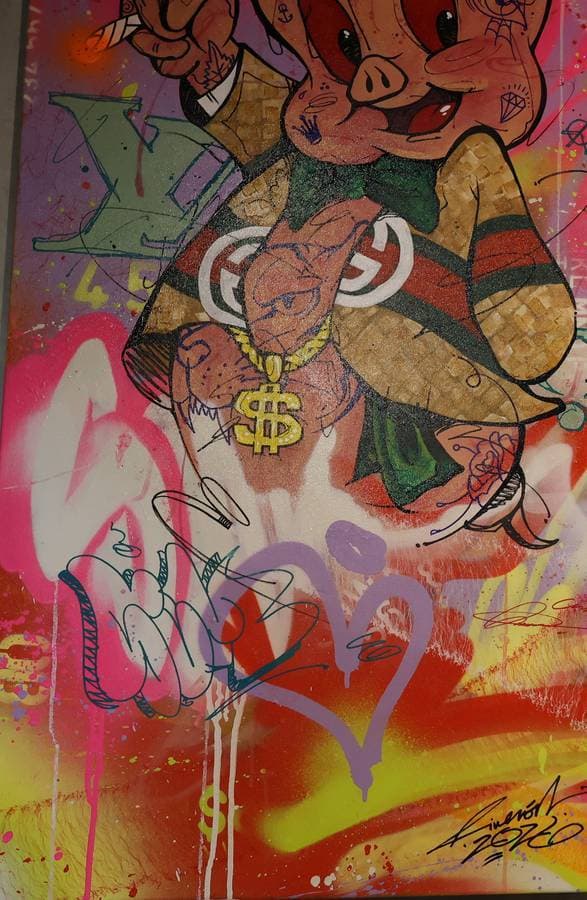 Dial greed — original pop-art canvas by Riverón