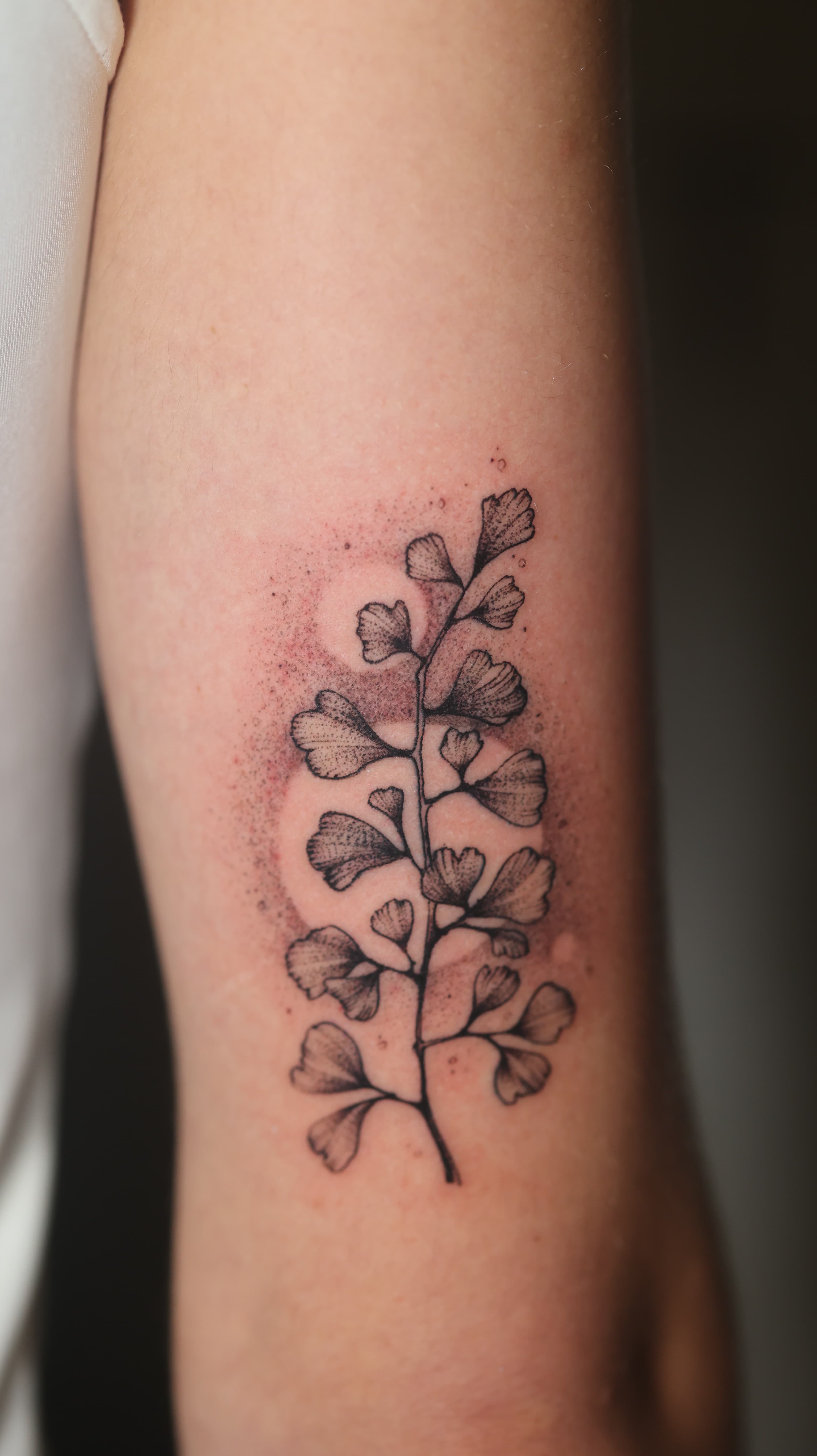 Botanical sketch tattoo with abstract shading by Riverón